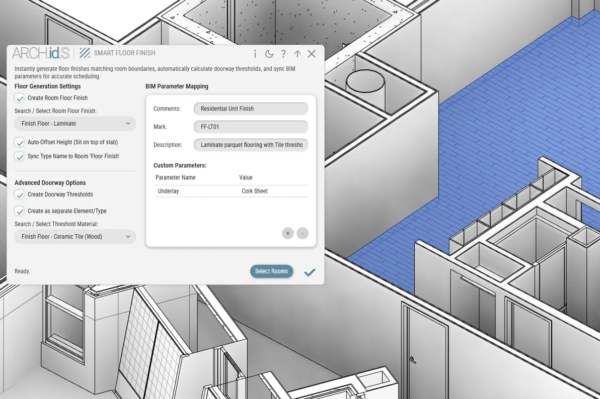Generating a floor finish with a single click